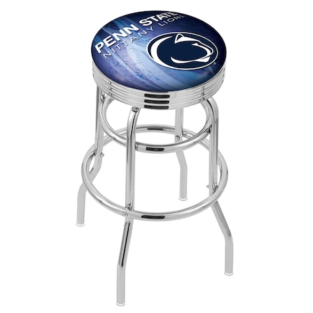 Holland Bar Stool Co 30" Blk Wrinkle Penn State Swivel Bar Stool, Laser Engraved Back L7C3C25PennSt-D2